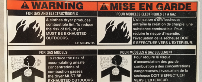 dryer repair Alpharetta GA warning label